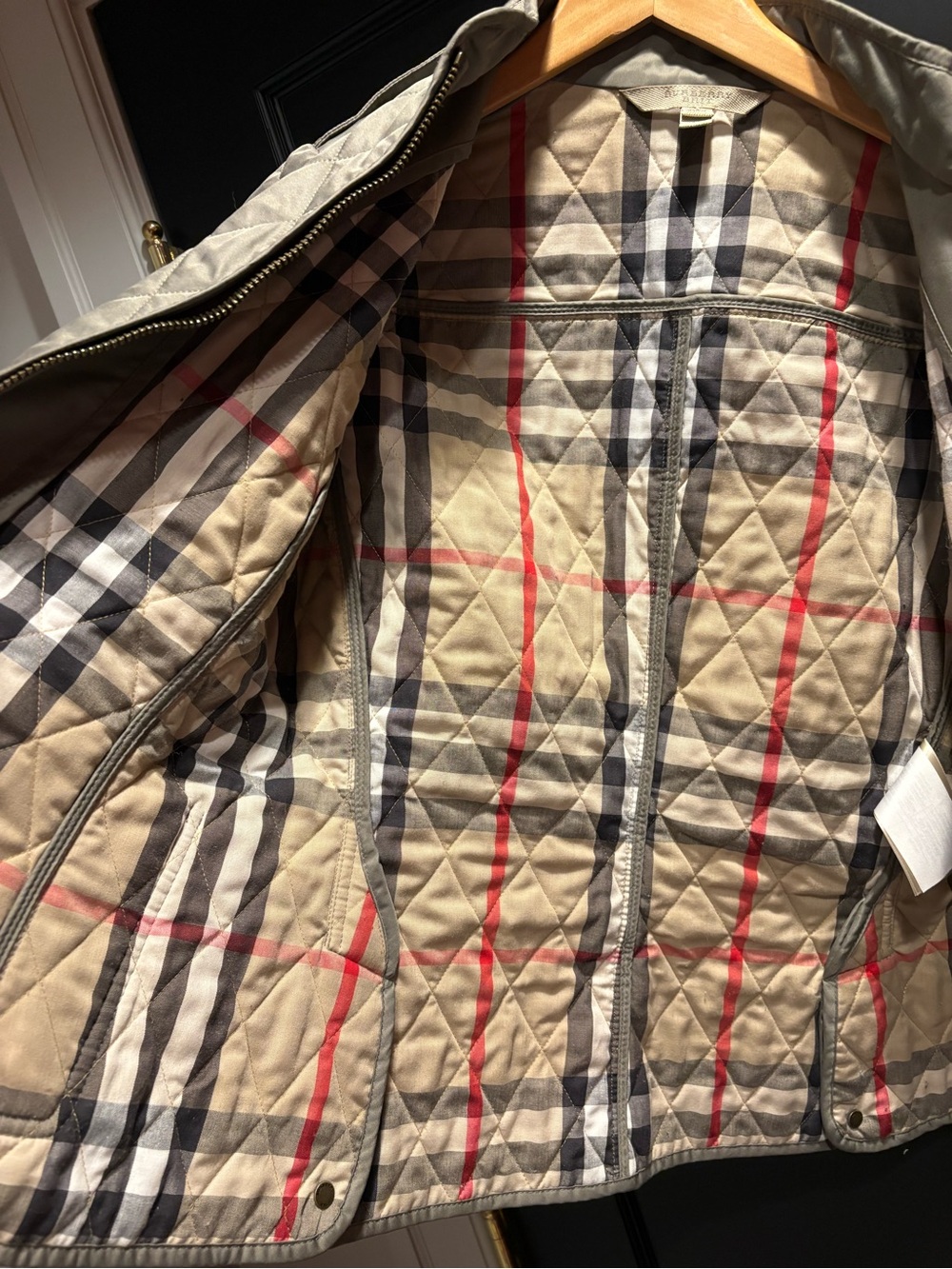 Burberry Britt nova check Quilted Women's Jacket in olive green large - Picture 8 of 13